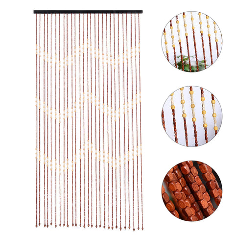 Natural Wood Bamboo Beaded Curtain